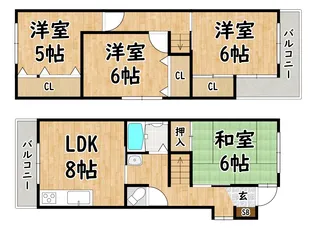 大阪府八尾市南本町4【一戸建】の間取り