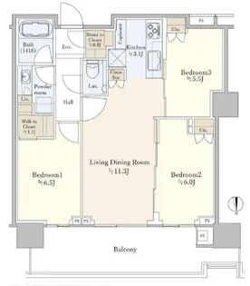 晴海フラッグ PARK VILLAGE T棟【41階】の間取り