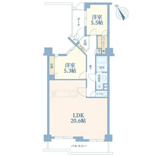 コスモ青葉台ウエストヒルズB棟【10階】の間取り