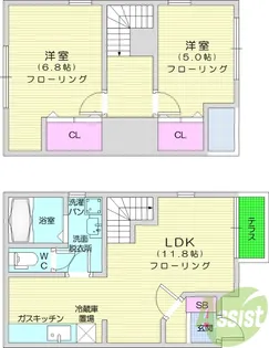 ラルジュパレ【1階】の間取り