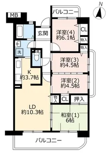 URプラザシティ新所沢けやき通り第二【4階】の間取り