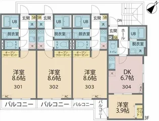 カインドネス相模大野2【3階】の間取り