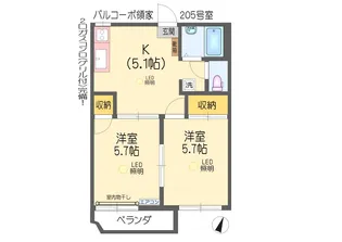 SHMパルコーポ領家【2階】の間取り