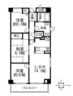 ローズコーポ塚口【3階】の間取り