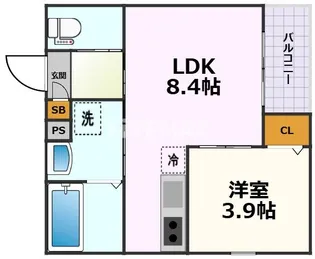 シャンブル高畑【2階】の間取り