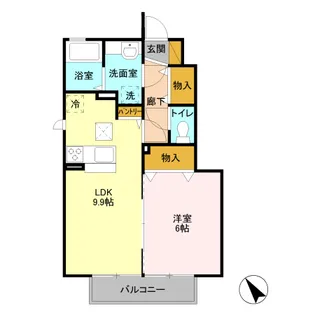 プランドールタウン若木 B【1階】の間取り