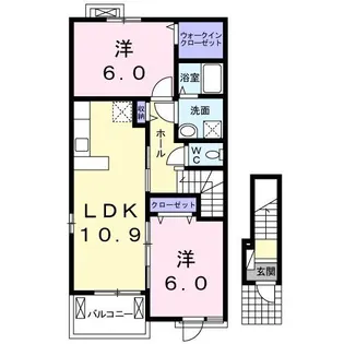 ゴールドオルカ ドゥーエ【2階】の間取り