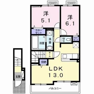 ボスカート K.III【2階】の間取り