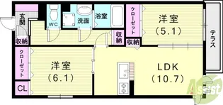 エムライズ材木町【1階】の間取り