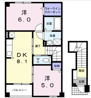 フィオーレ1 / 横手市条里【2階】の間取り