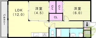 リヴァージュ北舞子【2階】の間取り