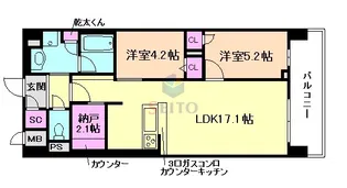 ヴァンベール江坂公園【10階】の間取り