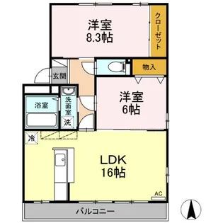 ヴィラージュ【2階】の間取り