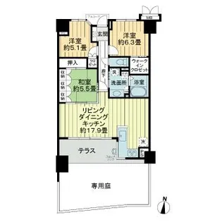 サーパス南城内【1階】の間取り