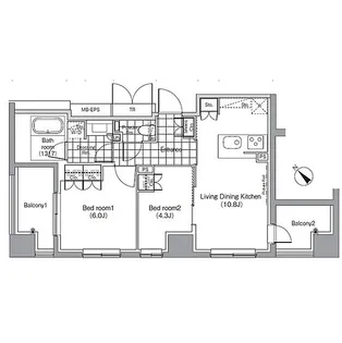 パークハビオ赤坂【7階】の間取り