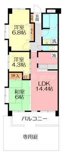 ベルシャイン厚木【3階】の間取り