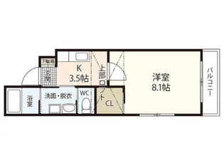 1Kの間取り画像