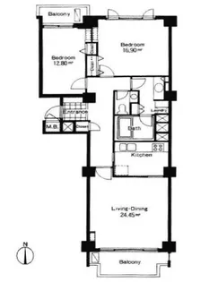 広尾ガーデンヒルズ M棟【5階】の間取り