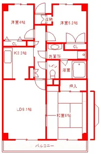 ベルデュール二俣川【3階】の間取り