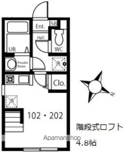 ハーミットクラブハウスキアーヴェ【1階】の間取り