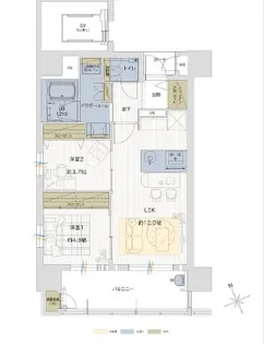 アクロス箱崎駅前クレステイア【10階】の間取り