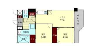 OMマンション東生駒【5階】の間取り