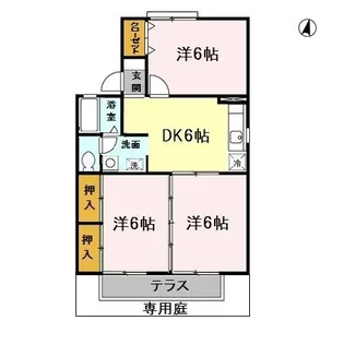 セジュール・ドエル B棟【1階】の間取り