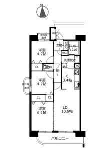 クラシオン桜坂2棟【9階】の間取り
