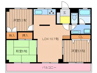 クロスワン和白【2階】の間取り