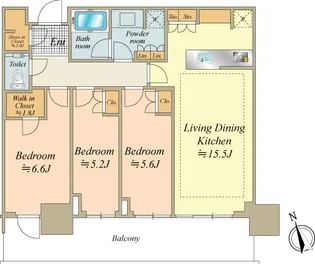 パークタワー勝どきミッド【38階】の間取り