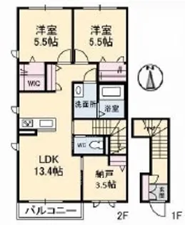 テラスコート船穂 C【2階】の間取り