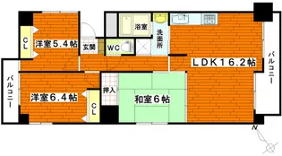 アイムス比治山【4階】の間取り