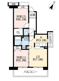 URプラザシティ新所沢緑町第三【7階】の間取り