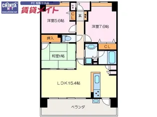 サンマンションアトレ松阪駅前【12階】の間取り
