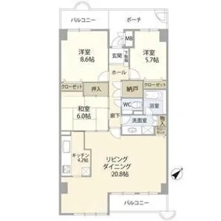 パークフィールドみさとテラ・ウエスト三街区二号館【10階】の間取り