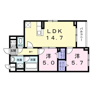 CREVANCE荒川【5階】の間取り