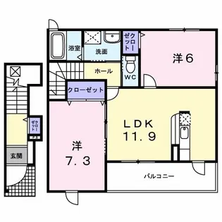 カンフォタブル【2階】の間取り