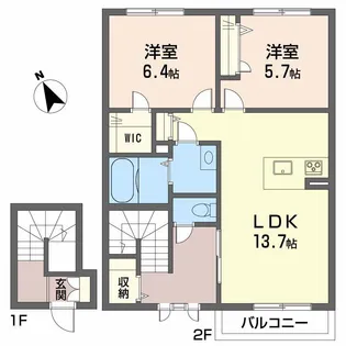 シャーメゾンエミネンス A棟【2階】の間取り