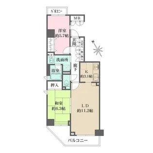 パークハウス鶴見本町通【9階】の間取り