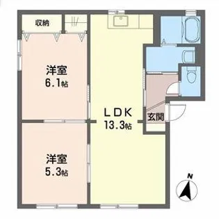 グリーンゲーブルス 参番館【2階】の間取り
