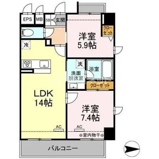 セブンリリー矢巾【7階】の間取り