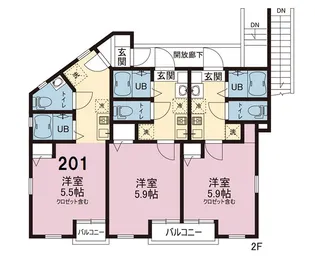 横浜ヒルサイド【2階】の間取り