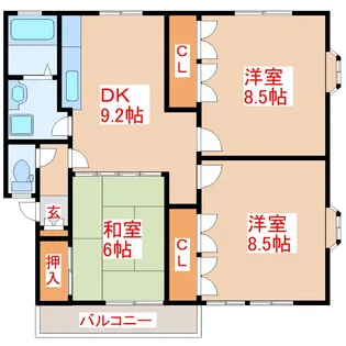 グリーンハイツ B棟【2階】の間取り