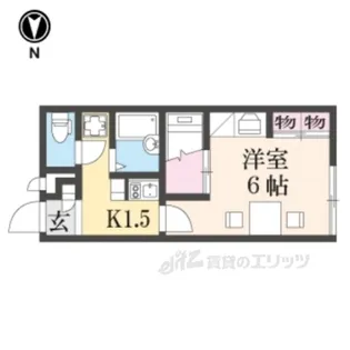 レオパレスメルベーユ西大寺【1階】の間取り