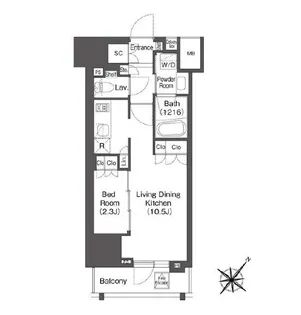 レフィールオーブ代々木【7階】の間取り