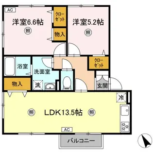 リバーサイドシャトーC【2階】の間取り