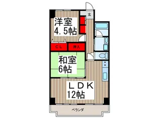 入間市駅 徒歩3分 2LDK ペット可 オートロック付【3階】の間取り
