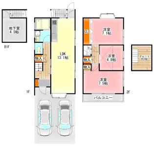 東京都日野市南平2【一戸建】の間取り