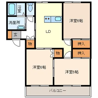 ハイエスト石が口A棟【1階】の間取り