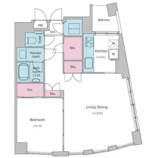 レジディアタワー乃木坂【16階】の間取り